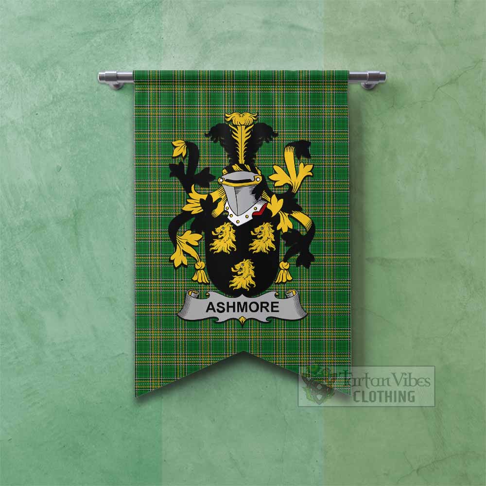 Ashmore Irish Clan Tartan Gonfalon, Tartan Banner with Coat of Arms Fishtail - Tartan Vibes Clothing