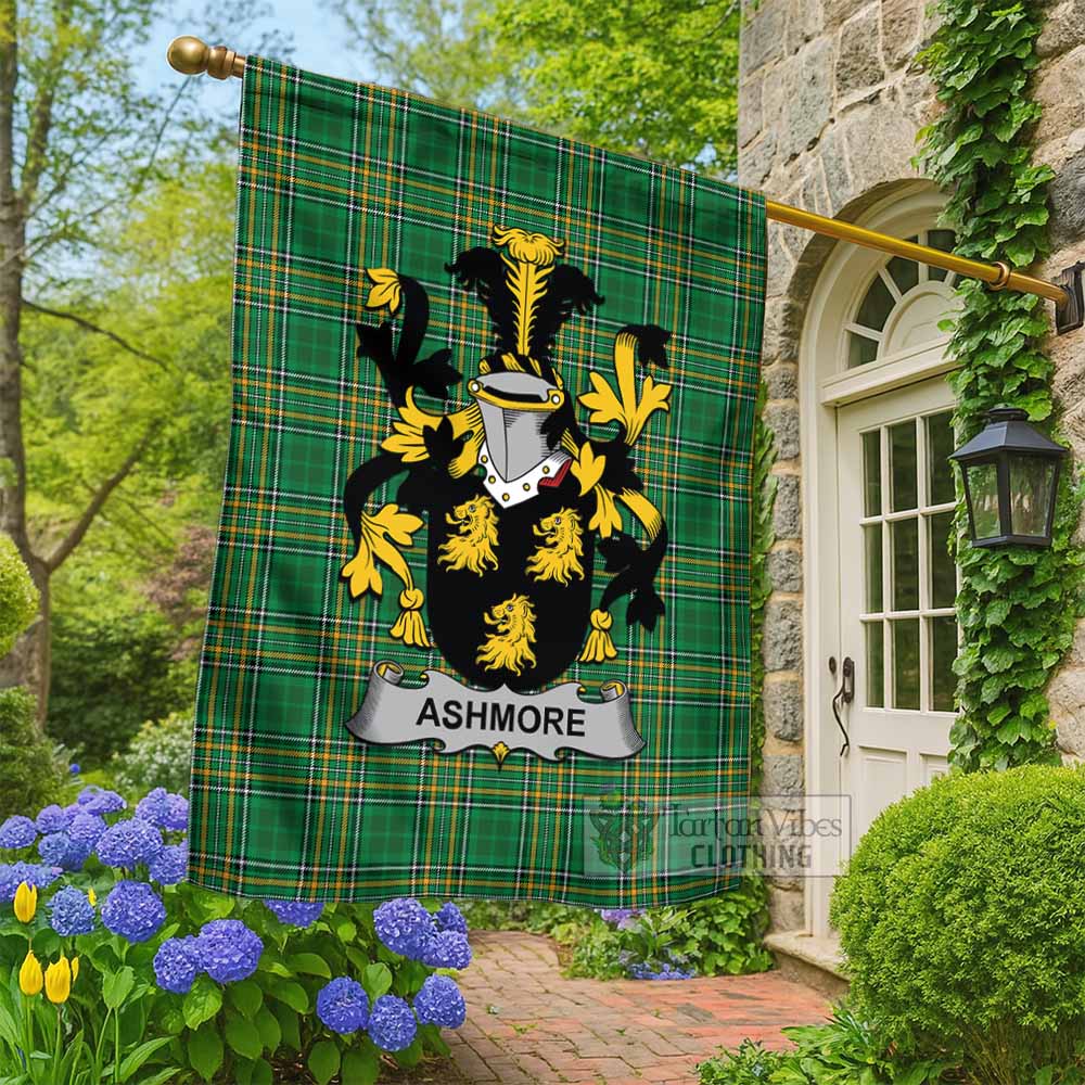 Ashmore Irish Clan Tartan Flag with Coat of Arms