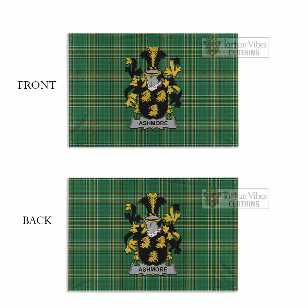 Tartan Vibes Clothing Ashmore Irish Clan Tartan House Flag with Coat of Arms