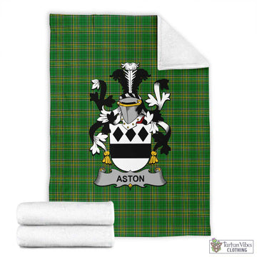 Tartan Vibes Clothing Aston Irish Clan Tartan Blanket with Coat of Arms