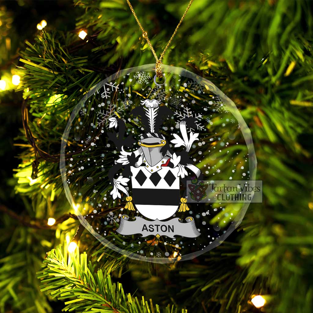 Tartan Vibes Clothing Aston Irish Clan Christmas Glass Ornament with Coat of Arms