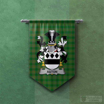 Aston Irish Clan Tartan Gonfalon, Tartan Banner with Coat of Arms