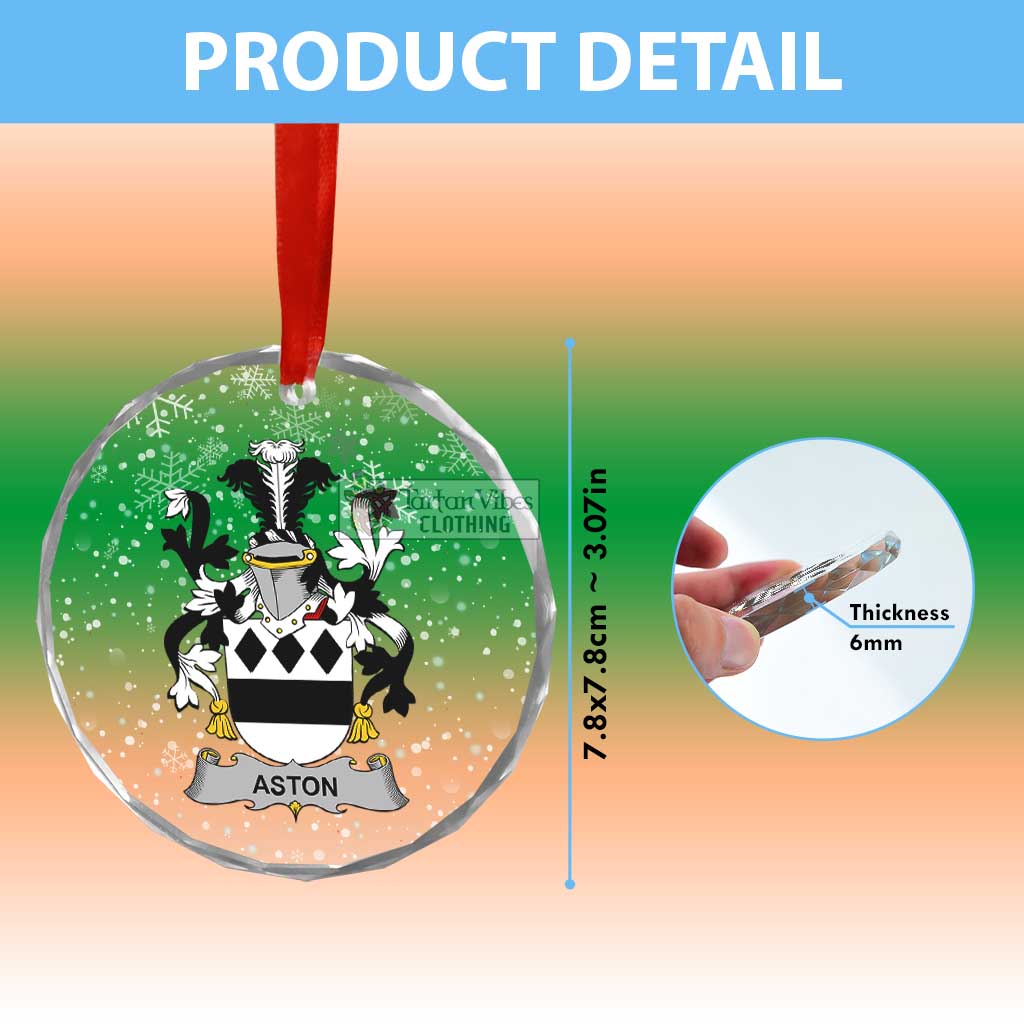 Tartan Vibes Clothing Aston Irish Clan Christmas Glass Ornament with Coat of Arms