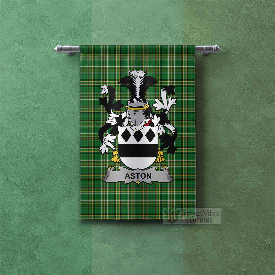 Aston Irish Clan Tartan Gonfalon, Tartan Banner with Coat of Arms Rectangle - Tartan Vibes Clothing