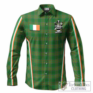 Aston Irish Clan Coat of Arm Tartan Long Sleeve Button Shirts Flag Style