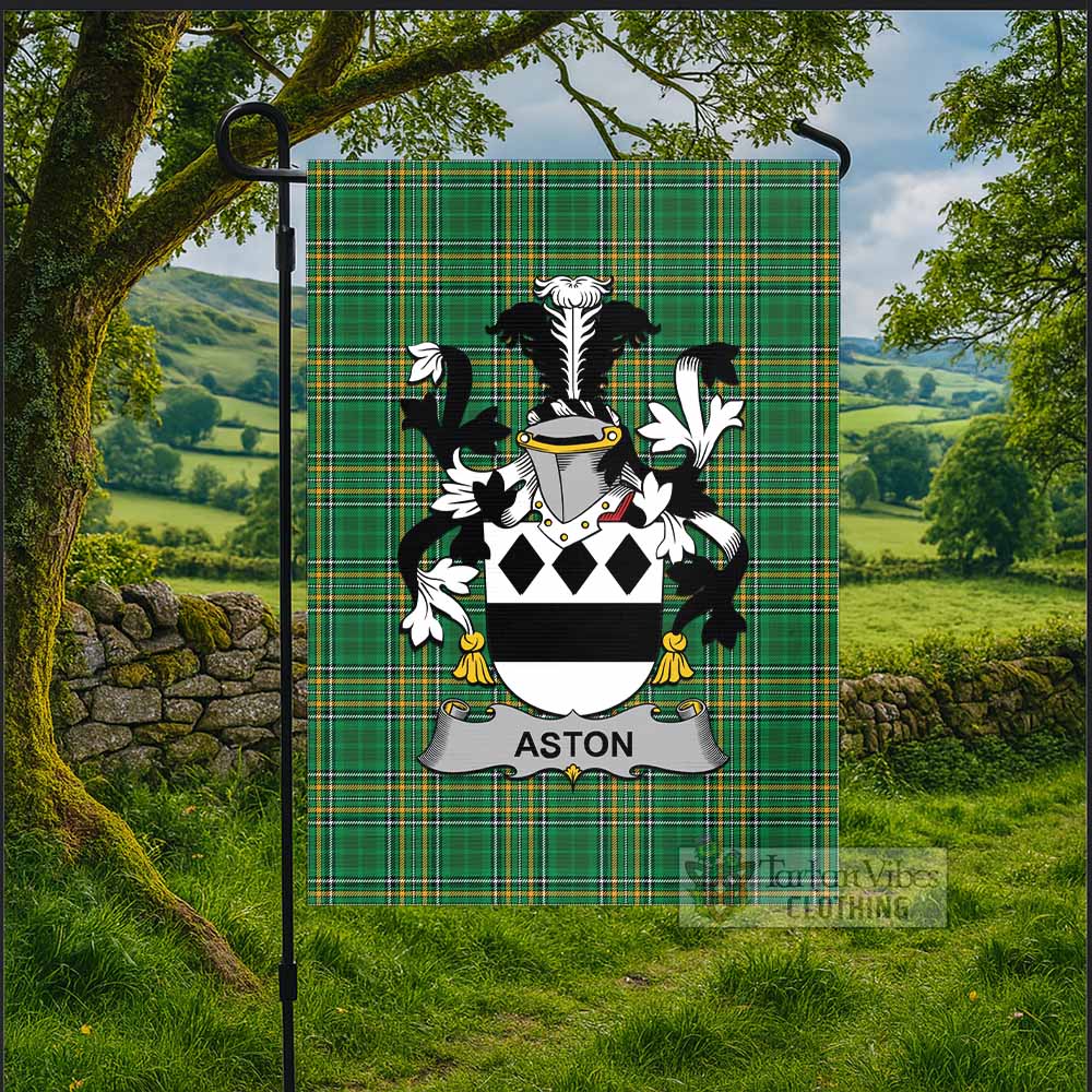 Aston Irish Clan Tartan Flag with Coat of Arms