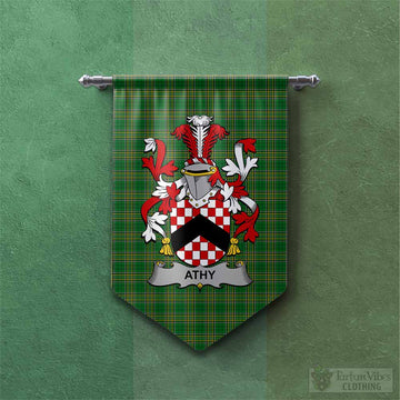 Athy Irish Clan Tartan Gonfalon, Tartan Banner with Coat of Arms