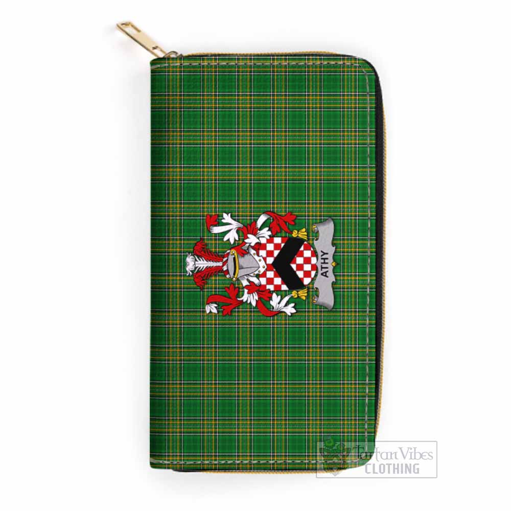 Tartan Vibes Clothing Athy Irish Clan Tartan Women's Leather Wallet with Coat of Arms