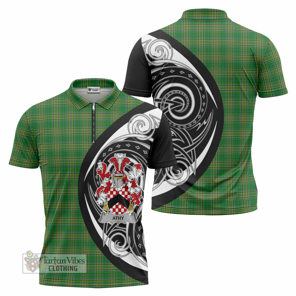 Tartan Vibes Clothing Athy Irish Clan Zipper Polo Shirt Celtic Circle Style