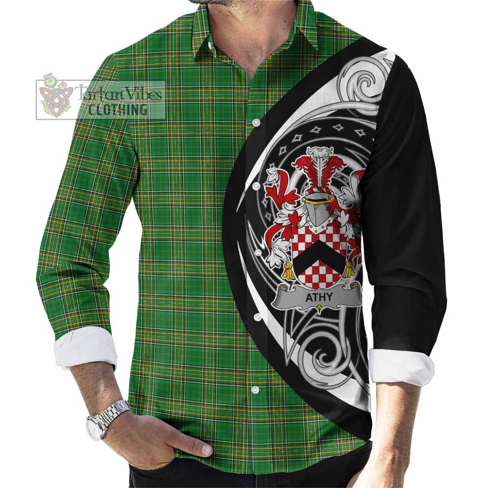 Tartan Vibes Clothing Athy Irish Clan Long Sleeve Button Shirt Celtic Circle Style
