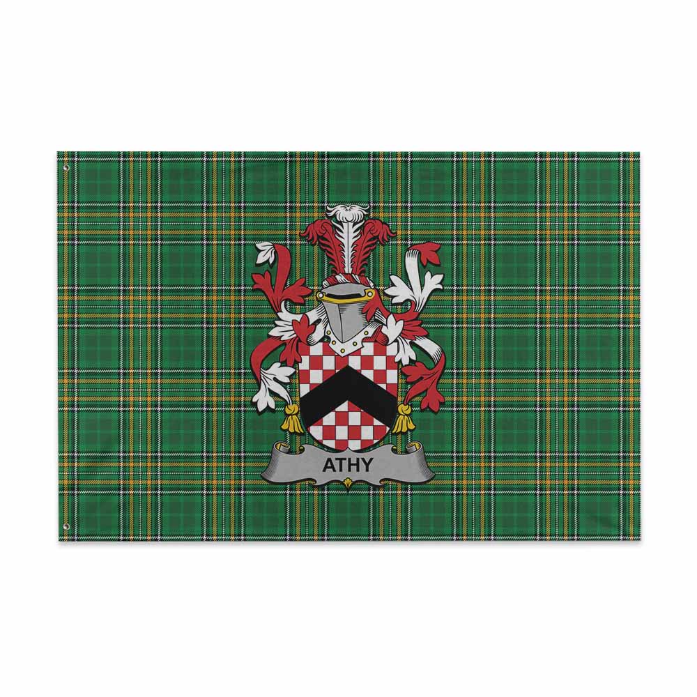 Tartan Vibes Clothing Athy Irish Clan Tartan House Flag with Coat of Arms