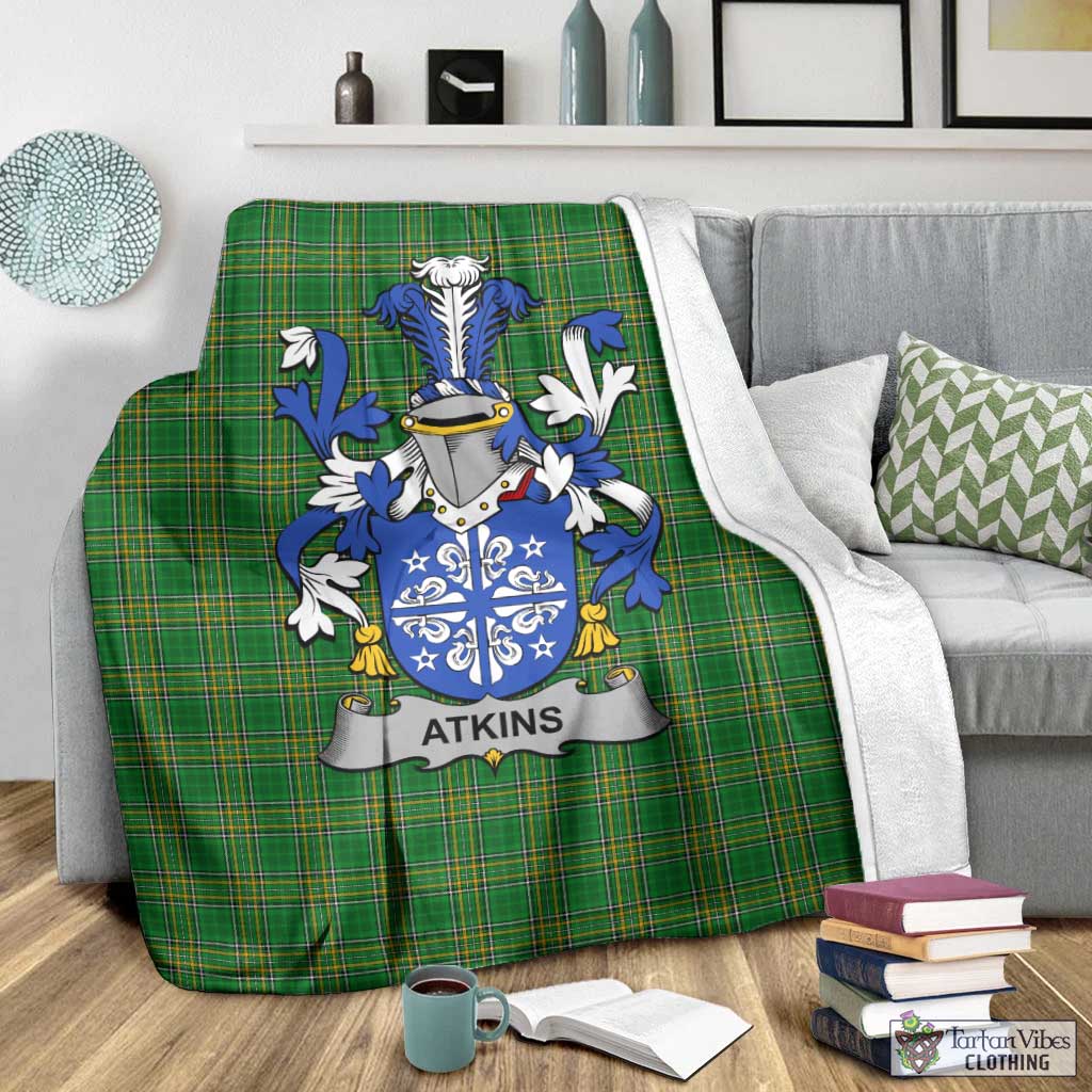 Atkins Irish Clan Tartan Blanket with Coat of Arms - Tartan Vibes Clothing