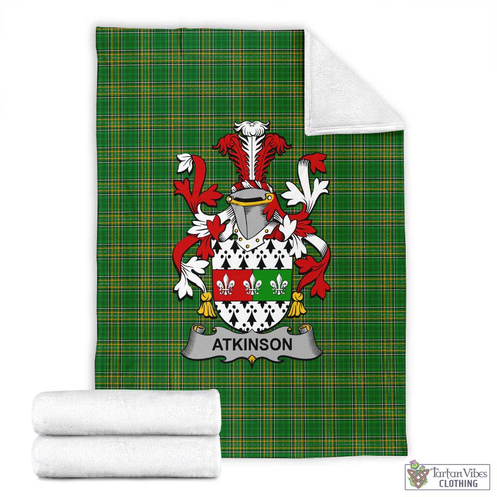 Tartan Vibes Clothing Atkinson Irish Clan Tartan Blanket with Coat of Arms
