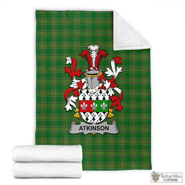 Tartan Vibes Clothing Atkinson Irish Clan Tartan Blanket with Coat of Arms