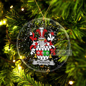 Tartan Vibes Clothing Atkinson Irish Clan Christmas Glass Ornament with Coat of Arms