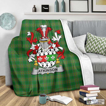 Tartan Vibes Clothing Atkinson Irish Clan Tartan Blanket with Coat of Arms