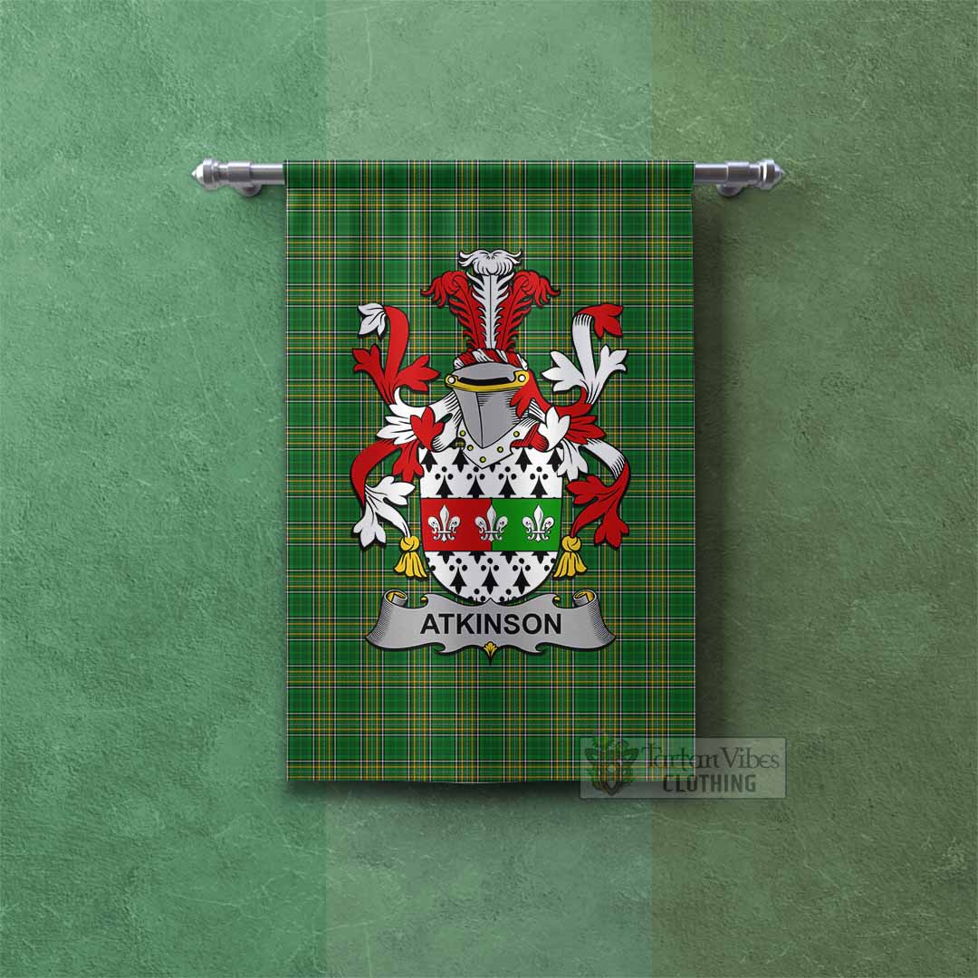 Tartan Vibes Clothing Atkinson Irish Clan Tartan Gonfalon, Tartan Banner with Coat of Arms