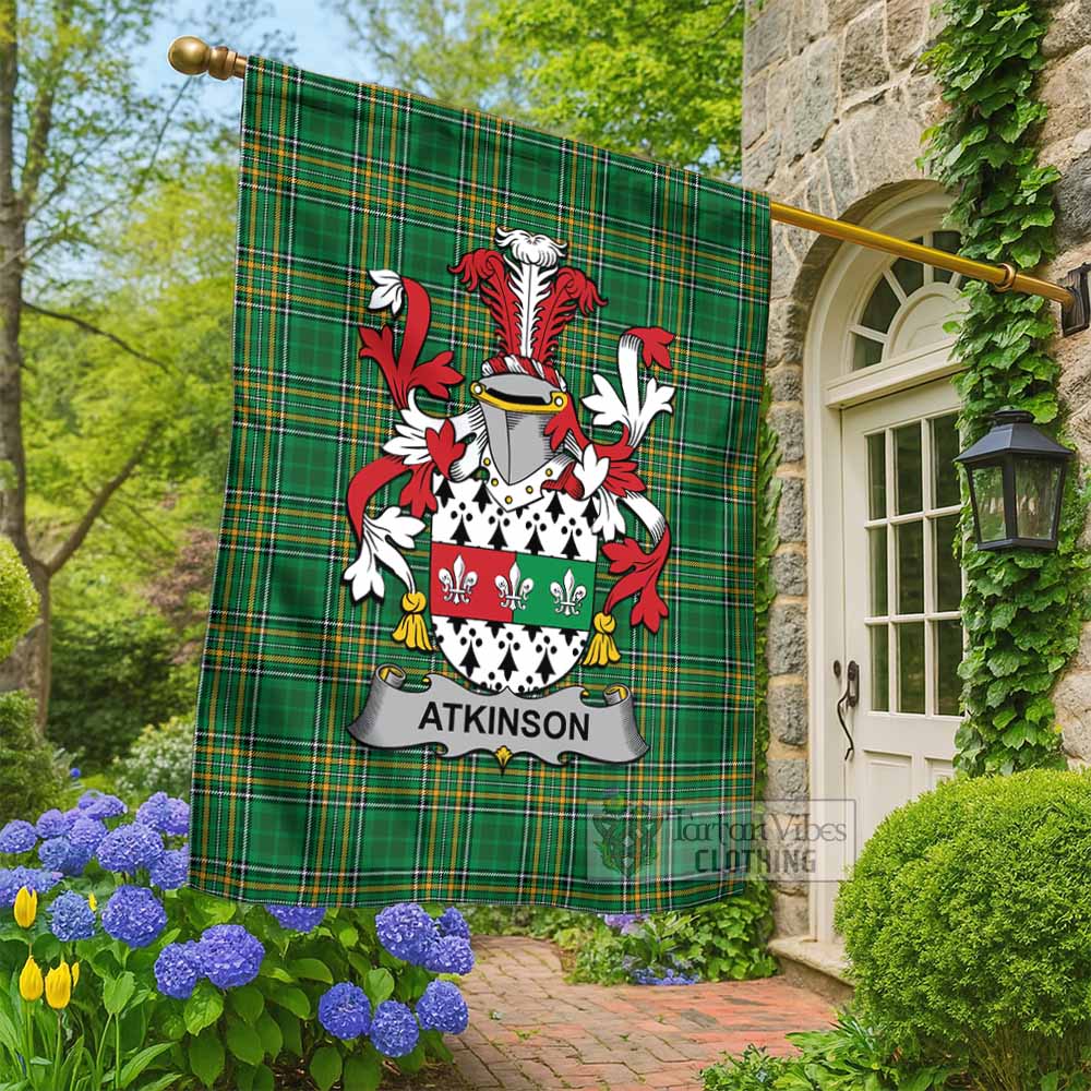 Atkinson Irish Clan Tartan Flag with Coat of Arms
