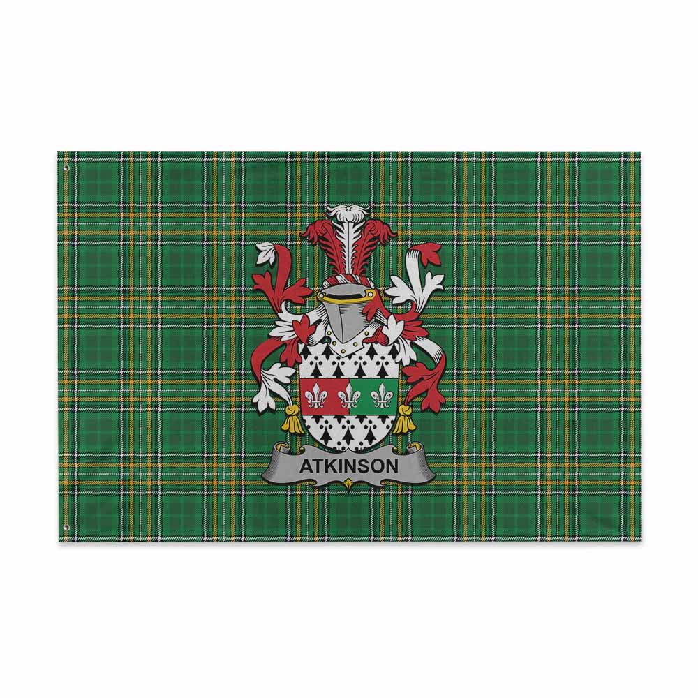 Tartan Vibes Clothing Atkinson Irish Clan Tartan House Flag with Coat of Arms