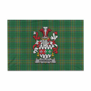 Tartan Vibes Clothing Atkinson Irish Clan Tartan House Flag with Coat of Arms