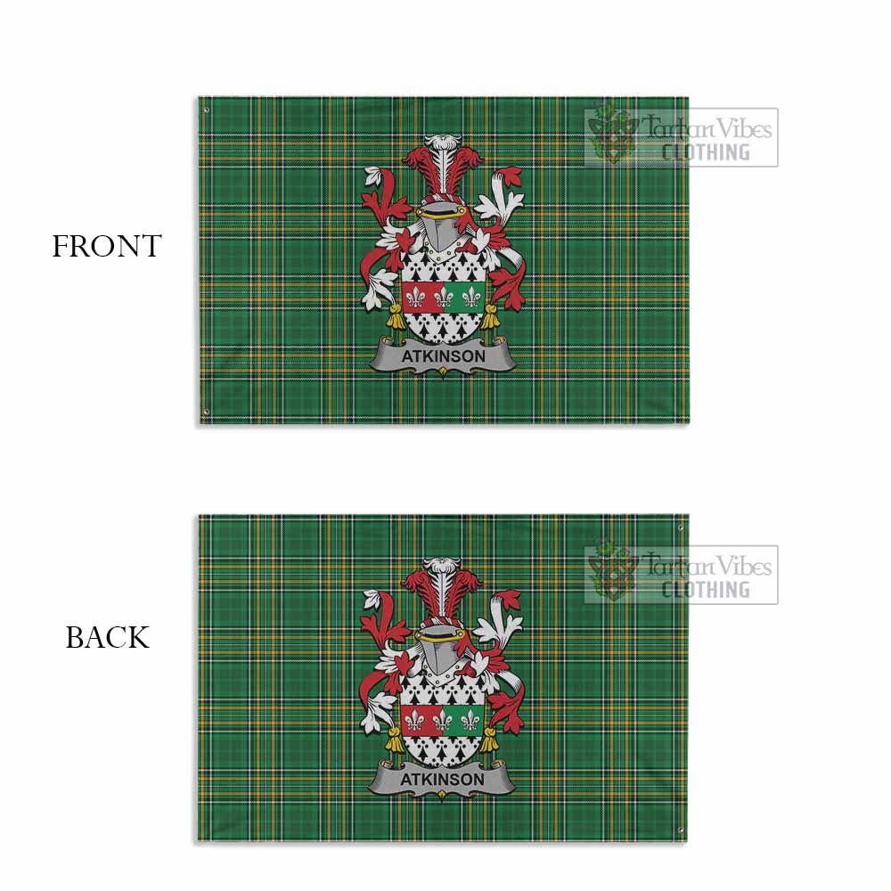 Tartan Vibes Clothing Atkinson Irish Clan Tartan House Flag with Coat of Arms