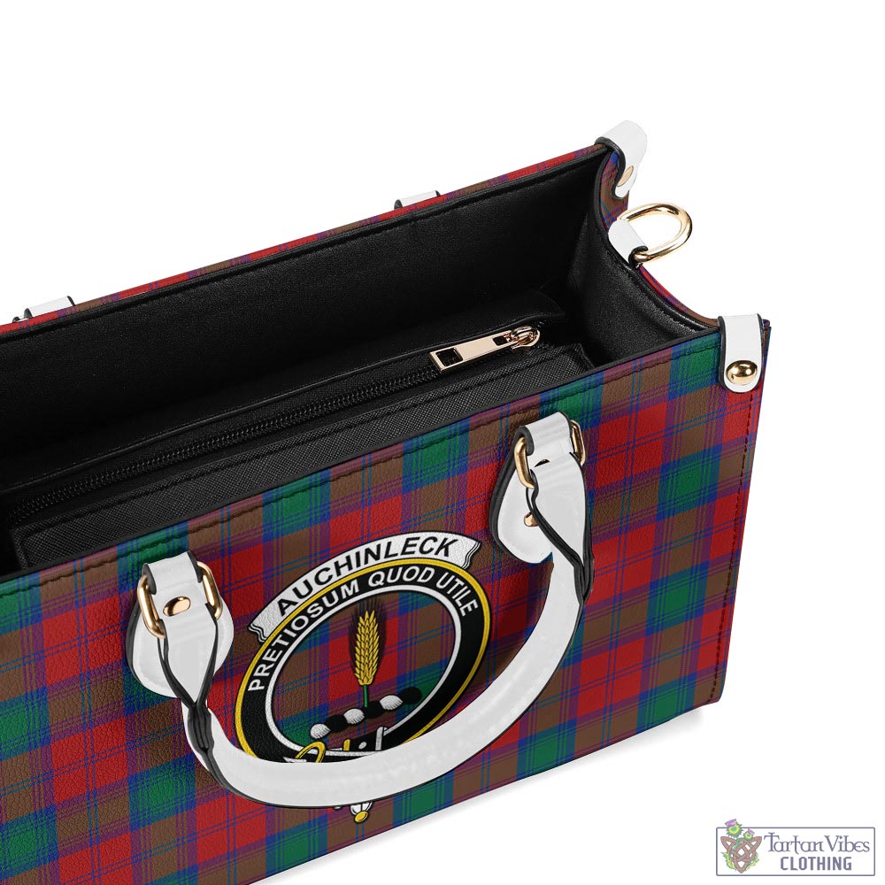 Tartan Vibes Clothing Auchinleck Tartan Luxury Leather Handbags with Family Crest