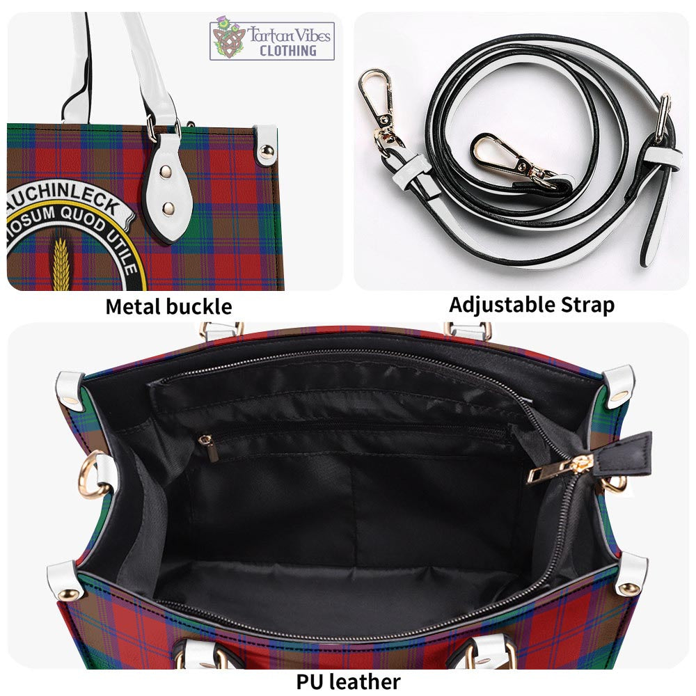 Tartan Vibes Clothing Auchinleck Tartan Luxury Leather Handbags with Family Crest