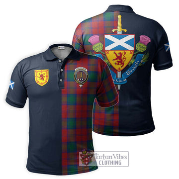Auchinleck (Affleck) Tartan Polo Shirt Alba with Scottish Lion Royal Arm Half Style Kid - Tartan Vibes Clothing
