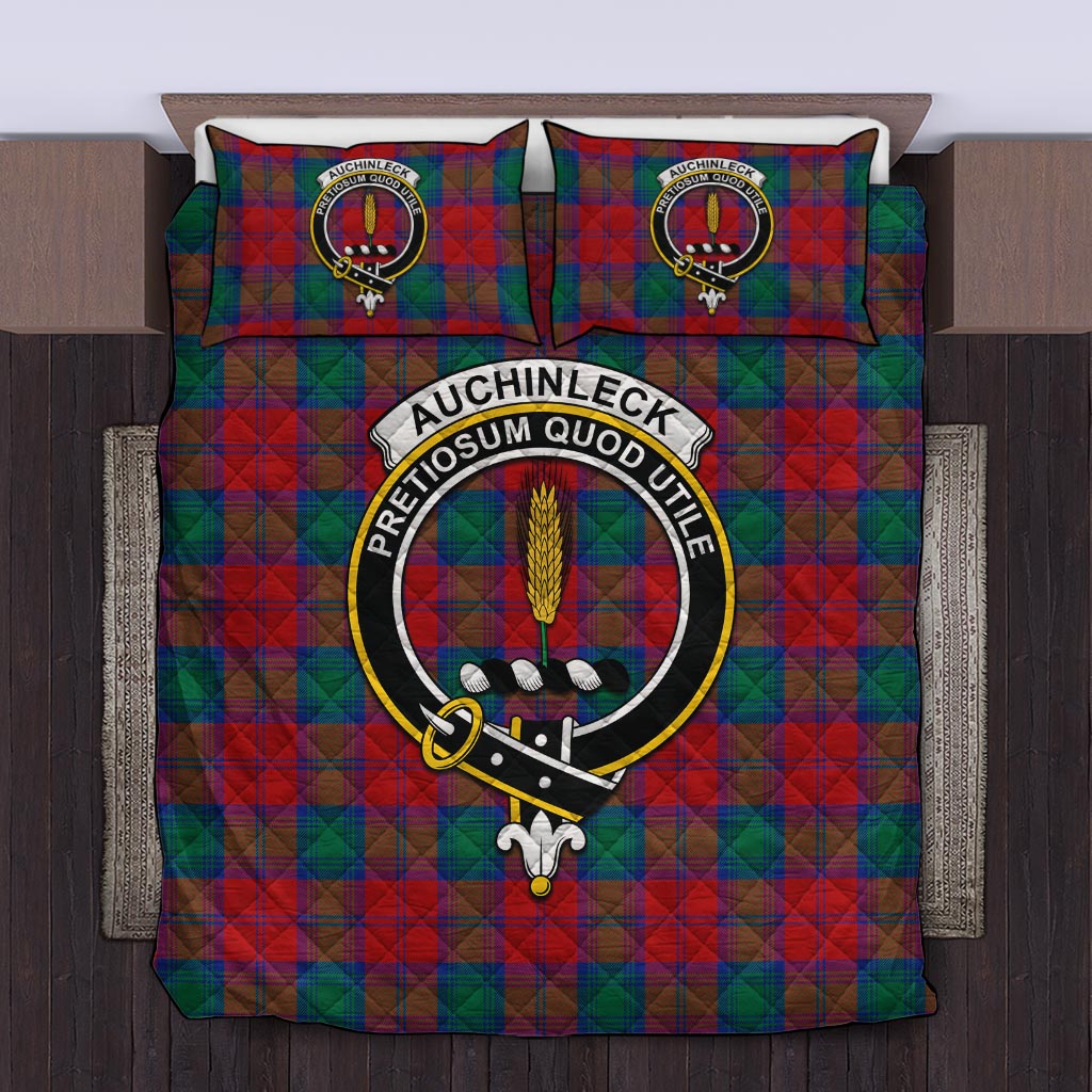 Auchinleck (Affleck) Tartan Quilt Bed Set with Family Crest King - Tartan Vibes Clothing