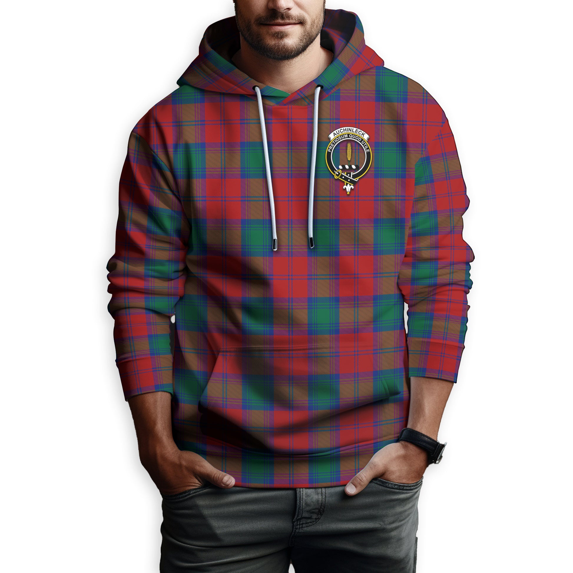 Auchinleck (Affleck) Tartan Hoodie with Family Crest Zip Hoodie - Tartan Vibes Clothing
