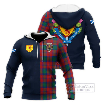 Auchinleck (Affleck) Tartan Knitted Hoodie Alba with Scottish Lion Royal Arm Half Style Unisex Knitted Pullover Hoodie - Tartan Vibes Clothing