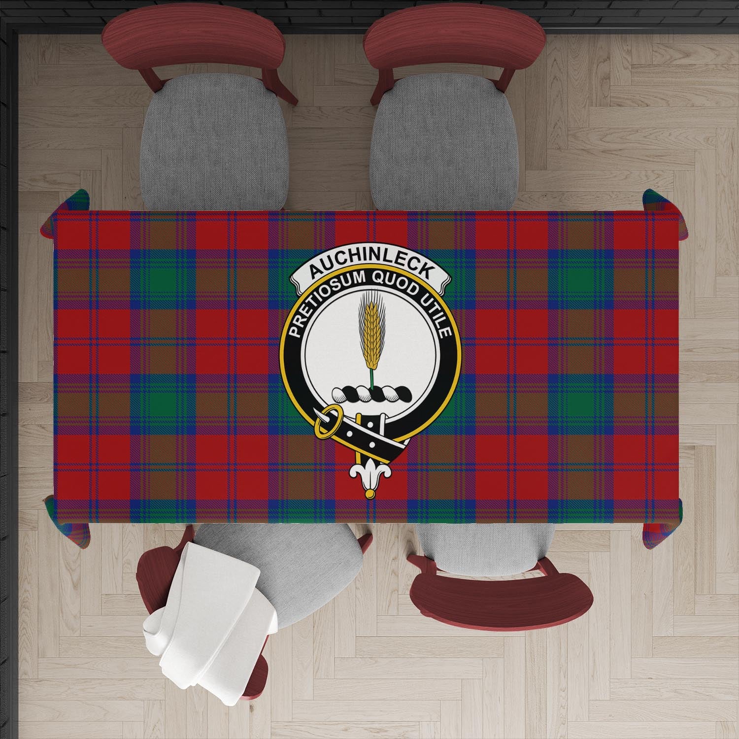 Auchinleck (Affleck) Tartan Tablecloth with Family Crest XL 57.1"x70.9"(145x180cm) - Tartan Vibes Clothing