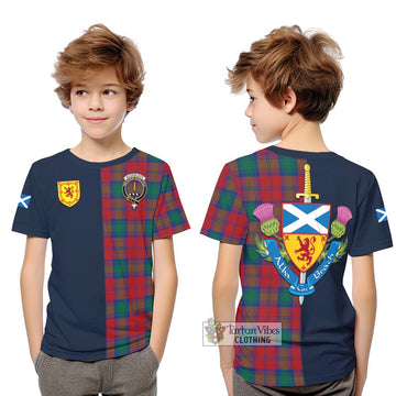 Auchinleck (Affleck) Tartan Kid T-Shirt Alba with Scottish Lion Royal Arm Half Style Youth XL Size14 - Tartan Vibes Clothing