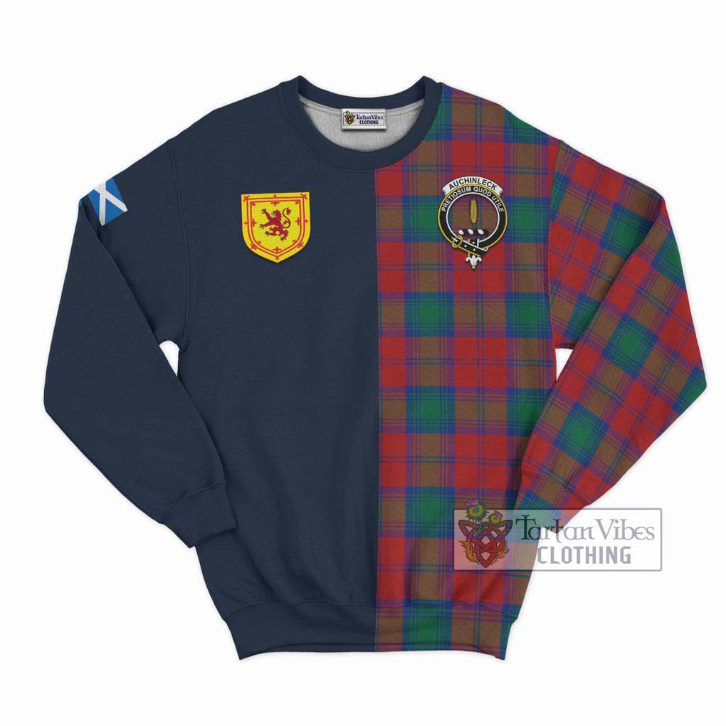Auchinleck (Affleck) Tartan Sweatshirt Alba with Scottish Lion Royal Arm Half Style Unisex - Tartan Vibes Clothing