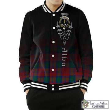 Tartan Vibes Clothing Auchinleck Tartan Baseball Jacket Featuring Alba Gu Brath Family Crest Celtic Inspired