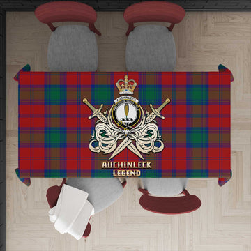 Auchinleck (Affleck) Tartan Tablecloth with Clan Crest and the Golden Sword of Courageous Legacy - Tartan Vibes Clothing