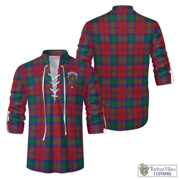 Auchinleck Tartan Men's Scottish Traditional Jacobite Ghillie Kilt Shirt with Family Crest