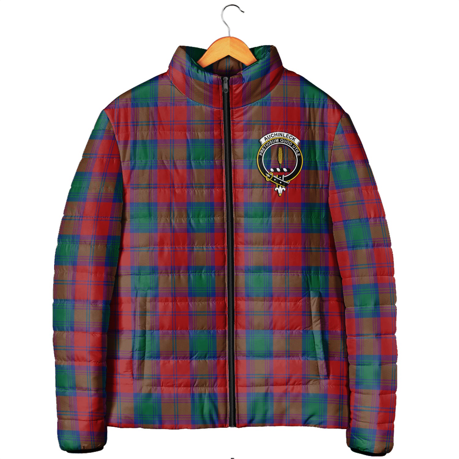 Auchinleck (Affleck) Tartan Padded Jacket with Family Crest Men's Padded Jacket - Tartan Vibes Clothing