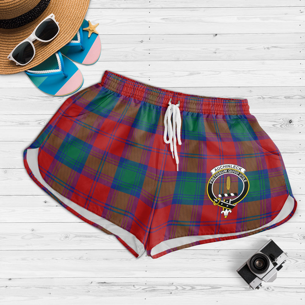 Auchinleck Tartan Womens Shorts with Family Crest - Tartanvibesclothing