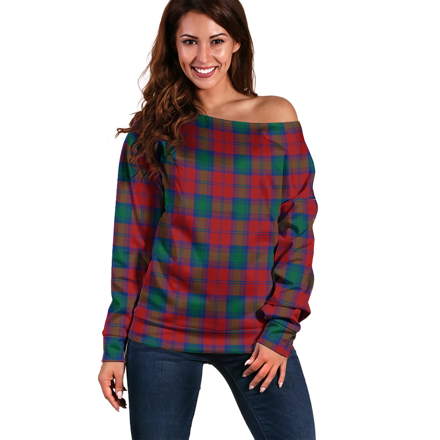 Auchinleck (Affleck) Tartan Off Shoulder Women Sweater Women - Tartan Vibes Clothing