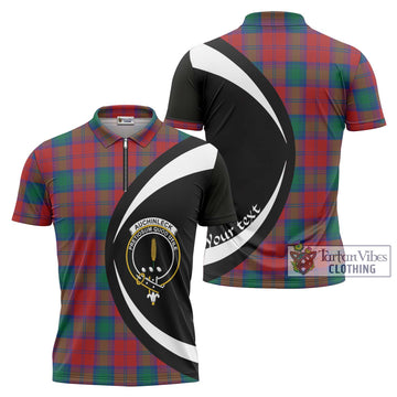 Auchinleck (Affleck) Tartan Zipper Polo Shirt with Family Crest Circle Style Unisex - Tartan Vibes Clothing