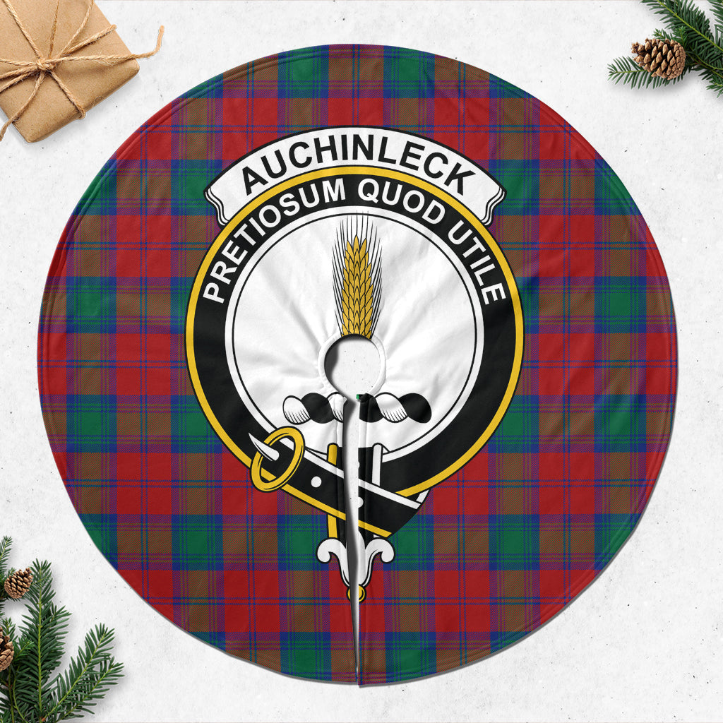 Auchinleck (Affleck) Tartan Christmas Tree Skirt with Family Crest 47*47 inch - Tartan Vibes Clothing