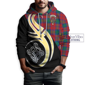 Auchinleck (Affleck) Tartan Hoodie with Family Crest and Celtic Symbol Style Zip Hoodie - Tartan Vibes Clothing