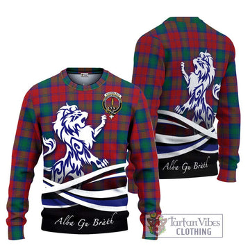 Auchinleck (Affleck) Tartan Ugly Sweater with Alba Gu Brath Regal Lion Emblem Unisex - Tartan Vibes Clothing
