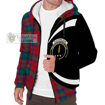 Auchinleck (Affleck) Tartan Sherpa Hoodie with Family Crest Circle Style Unisex S - Tartan Vibes Clothing