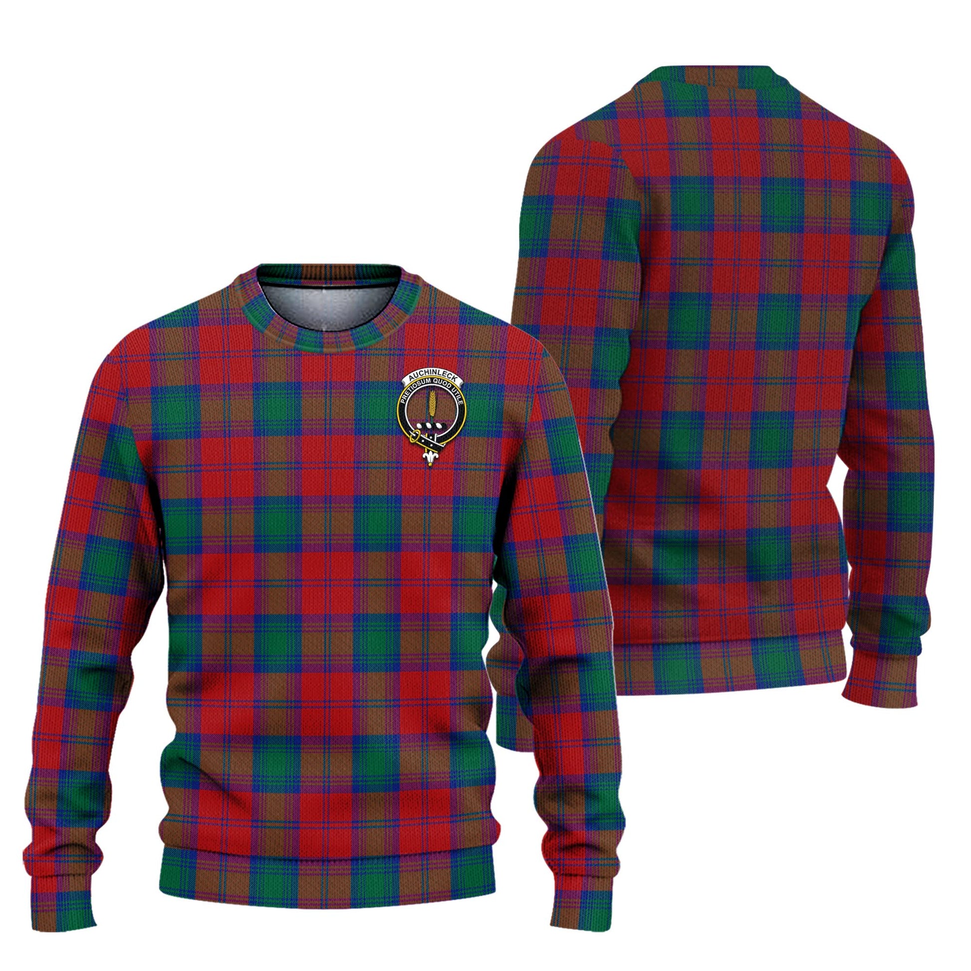 Auchinleck (Affleck) Tartan Ugly Sweater with Family Crest Unisex - Tartan Vibes Clothing