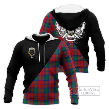 Auchinleck (Affleck) Tartan Knitted Hoodie with Family Crest and Military Logo Style Unisex Knitted Pullover Hoodie - Tartan Vibes Clothing
