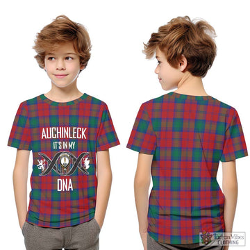 Auchinleck (Affleck) Tartan Kid T-Shirt with Family Crest DNA In Me Style Youth XL Size14 - Tartan Vibes Clothing