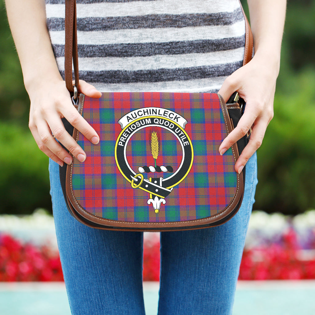 Auchinleck (Affleck) Tartan Saddle Bag with Family Crest One Size 9.05*3.35*7.48 inch - Tartan Vibes Clothing