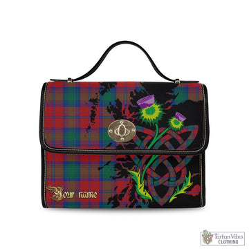 Auchinleck Tartan Waterproof Canvas Bag with Scotland Map and Thistle Celtic Accents